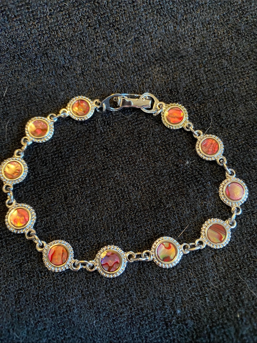 Sterling-Style Pink Shell Link Bracelet